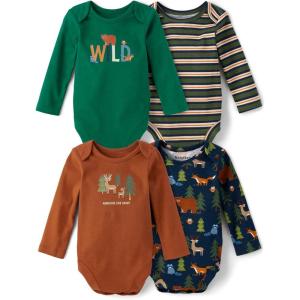 imageThe Childrens Place babyboys And Newborn Long Sleeve Bodysuits MultipacksWild Animal 4pack
