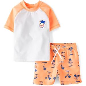 imageThe Childrens Place Boys and Toddler 2Piece Short Sleeve Rashguard and Swim TrunkSunfish