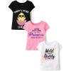 imageThe Childrens Place Baby and Toddler Girls Family Short Sleeve Graphic TShirts MultipackWildDad ChickPrincess 3pack