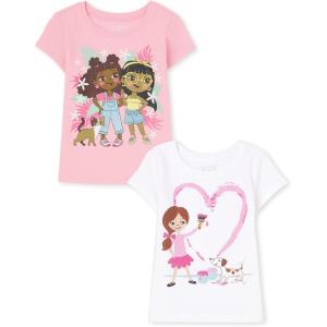 imageThe Childrens Place Baby and Toddler Girls Assorted Everyday Short Sleeve Graphic TShirts MultipackGirlsGirl Painter 2pack