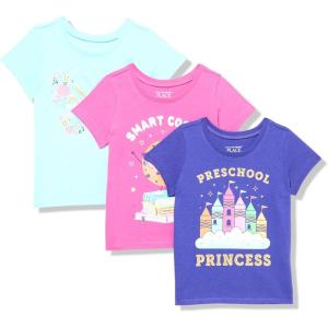 imageThe Childrens Place Baby and Toddler Girls Assorted Everyday Short Sleeve Graphic TShirts MultipackPreschool Princess 3pack