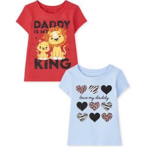 imageThe Childrens Place Baby and Toddler Girls Family Short Sleeve Graphic TShirts MultipackDaddy KingLove My Daddy 2pack