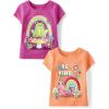 imageThe Childrens Place Baby Toddler Girls 2Pack Short Sleeve Graphic TShirtBe Kind SnailFrog Mushroom 2pack