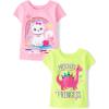 imageThe Childrens Place Baby and Toddler Girls School Days Short Sleeve Graphic TShirts MultipackPreschool PrincessCat Rainbow 2pack