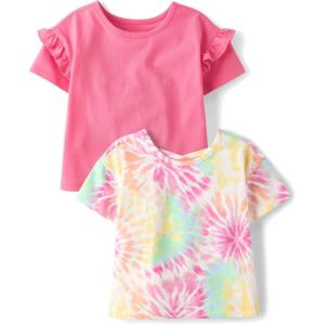 imageThe Childrens Place Baby Girls Everyday Casual Short Sleeve Knit ShirtsCosmos 2pack
