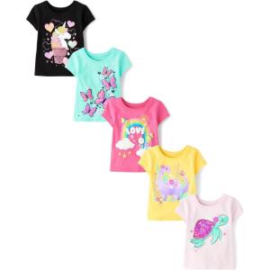 imageThe Childrens Place Baby and Toddler Girls Animal Short Sleeve Graphic TShirts MultipackAnimal Love 4pack