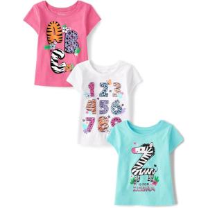 imageThe Childrens Place Baby and Toddler Girls School Days Short Sleeve Graphic TShirts MultipackAbc123Z is Zebra 3pack