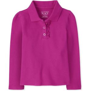 imageThe Childrens Place Baby Girls and Toddler Long Sleeve Ruffle Pique PoloAurora Pink Single