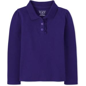 imageThe Childrens Place Baby Girls and Toddler Long Sleeve Ruffle Pique PoloRegal Violet Single