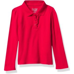 imageThe Childrens Place Baby Girls and Toddler Long Sleeve Ruffle Pique PoloRuby Single