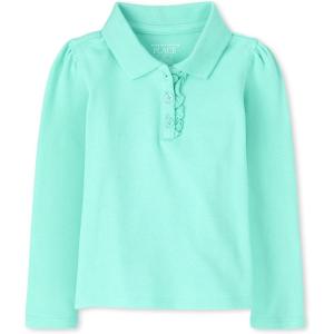 imageThe Childrens Place Baby Girls and Toddler Long Sleeve Ruffle Pique PoloSeafrost Single