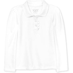 imageThe Childrens Place Baby Girls and Toddler Long Sleeve Ruffle Pique PoloWhite