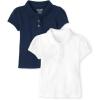 imageThe Childrens Place Girls Short Sleeve Ruffle Pique Polo MultipackMulti Clr