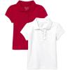 imageThe Childrens Place Girls Short Sleeve Ruffle Pique Polo MultipackRubyWhite 2pack
