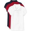imageThe Childrens Place Girls Short Sleeve Ruffle Pique Polo MultipackTidalClassic RedWhite 6pack
