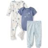 imageThe Childrens Place ubisex baby 100 Cotton Take Me Home 3Piece Long Short Sleeve Bodysuit and Pant Icicle SetIcicle Set