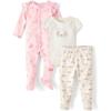 imageThe Childrens Place ubisex baby 100 Cotton Take Me Home 3Piece Long Short Sleeve Bodysuit and Pant Icicle SetRose Mist Set