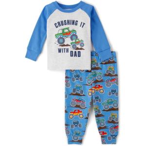 imageThe Childrens Place Baby Boys and Toddler Long Sleeve Top and Pants Snug Fit 100 Cotton 2 Piece Pajama SetCrushing It With Dad
