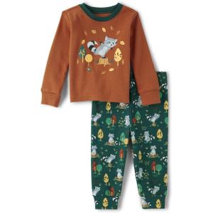 imageThe Childrens Place Baby Boys and Toddler Long Sleeve Top and Pants Snug Fit 100 Cotton 2 Piece Pajama SetRaccoon