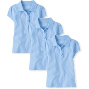 imageThe Childrens Place Girls Short Sleeve Ruffle Pique Polo MultipackDaybreak 3pack