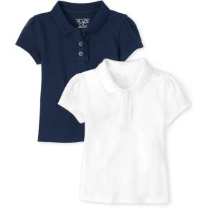 imageThe Childrens Place Girls Short Sleeve Ruffle Pique Polo MultipackMulti Clr
