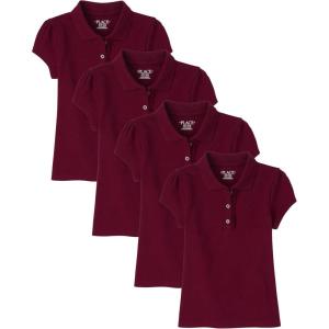 imageThe Childrens Place Girls Short Sleeve Ruffle Pique Polo MultipackRubine 4pack