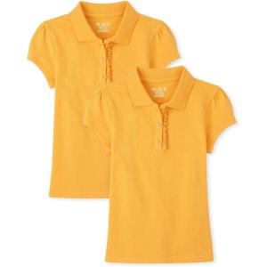 imageThe Childrens Place Girls Short Sleeve Ruffle Pique Polo MultipackYellow Pencil 2pack