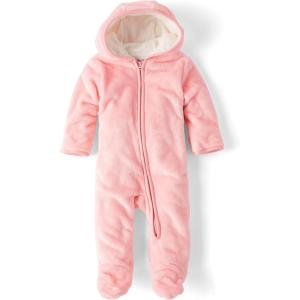 imageThe Childrens Place UnisexBaby And Newborn Fleece Hoodie Zipfront Snowsuit BuntingFuzzy Pink