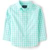 imageThe Childrens Place Baby Boys and Toddler Poplin Long Sleeve Button Down ShirtAqua Gingham