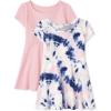 imageThe Childrens Place Baby Girls and Toddler Short Sleeve Everyday DressesMilky Way Tie Dye Skater 2pack