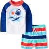 imageThe Childrens Place Boys and Toddler Long Sleeve Rashguard and Swim Trunk 2 Piece SetNavy Narrows