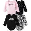 imageThe Childrens PlaceUnisex Babyand Newborn Everyday Long Sleeve BodysuitsMommys Bestie 4pack