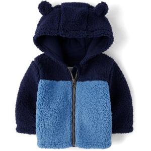 imageThe Childrens Place Baby Boys and Toddler Cozy Sherpa Hooded Full Zip SweatshirtMorning Sky Colorblock
