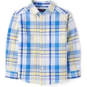 imageThe Childrens Place Baby Boys and Toddler Poplin Long Sleeve Button Down ShirtSun Valley Plaid