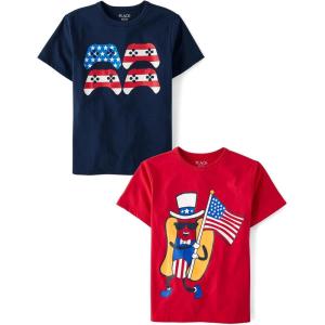 imageThe Childrens Place Boys All Holidays Short Sleeve Graphic TShirtsmultipacksAmerican GameHot Dog 2pack
