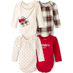 imageThe Childrens PlaceUnisex Babyand Newborn Everyday Long Sleeve BodysuitsHoliday Tartan 4pack