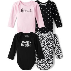 imageThe Childrens PlaceUnisex Babyand Newborn Everyday Long Sleeve BodysuitsMommys Bestie 4pack