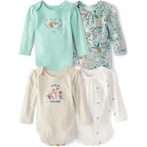 imageThe Childrens PlaceUnisex Babyand Newborn Everyday Long Sleeve BodysuitsWintermint 4pack