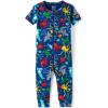 imageThe Childrens Place Baby Boys Short Sleeve 100 Cotton ZipFront One Piece Footless PajamasBlue Sea Creature
