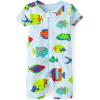 imageThe Childrens Place Baby Boys and Newborn 100 Cotton Short Sleeve Zip Front One Piece Footless PajamasBlue Fishes