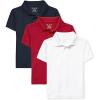 imageThe Childrens Place Boys Multipack Short Sleeve Performance PolosNauticoClassic RedWhite 3pack
