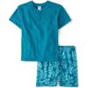 imageThe Childrens Place Boys Sleeve Top and Shorts 2 Piece Pajama SetTropical Blue