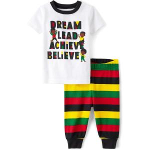 imageThe Childrens Place And Toddler Snug Fit 100 Cotton Short Sleeve Top and Pants 2 Piece Pajama SetBlack History