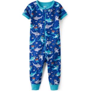 imageThe Childrens Place Baby Boys and Newborn 100 Cotton Short Sleeve Zip Front One Piece Footless PajamasSharks