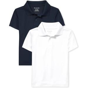 imageThe Childrens Place Boys Multipack Short Sleeve Performance PolosNauticoWhite 2pack