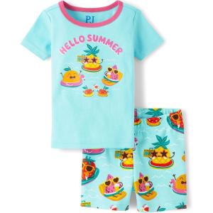 imageThe Childrens Place Baby Girls and Newborn 100 Cotton Sleeve Top and Shorts 2 Piece Pajama SetFruits
