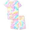 imageThe Childrens Place Girls 100 Cotton Sleeve Top and Shorts2 Piece Pajama SetRainbow Spiral