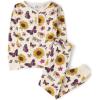 imageThe Childrens Place Girls 100 Cotton Long Sleeve Top and Pants 2 Piece Pajama SetSunflower Butterflies