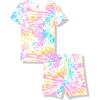 imageThe Childrens Place Girls 100 Cotton Sleeve Top and Shorts2 Piece Pajama SetRainbow Spiral