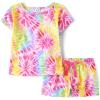 imageThe Childrens Place Girls Sleeve Top and Shorts 2 Piece Pajama SetNeon Tie Dye
